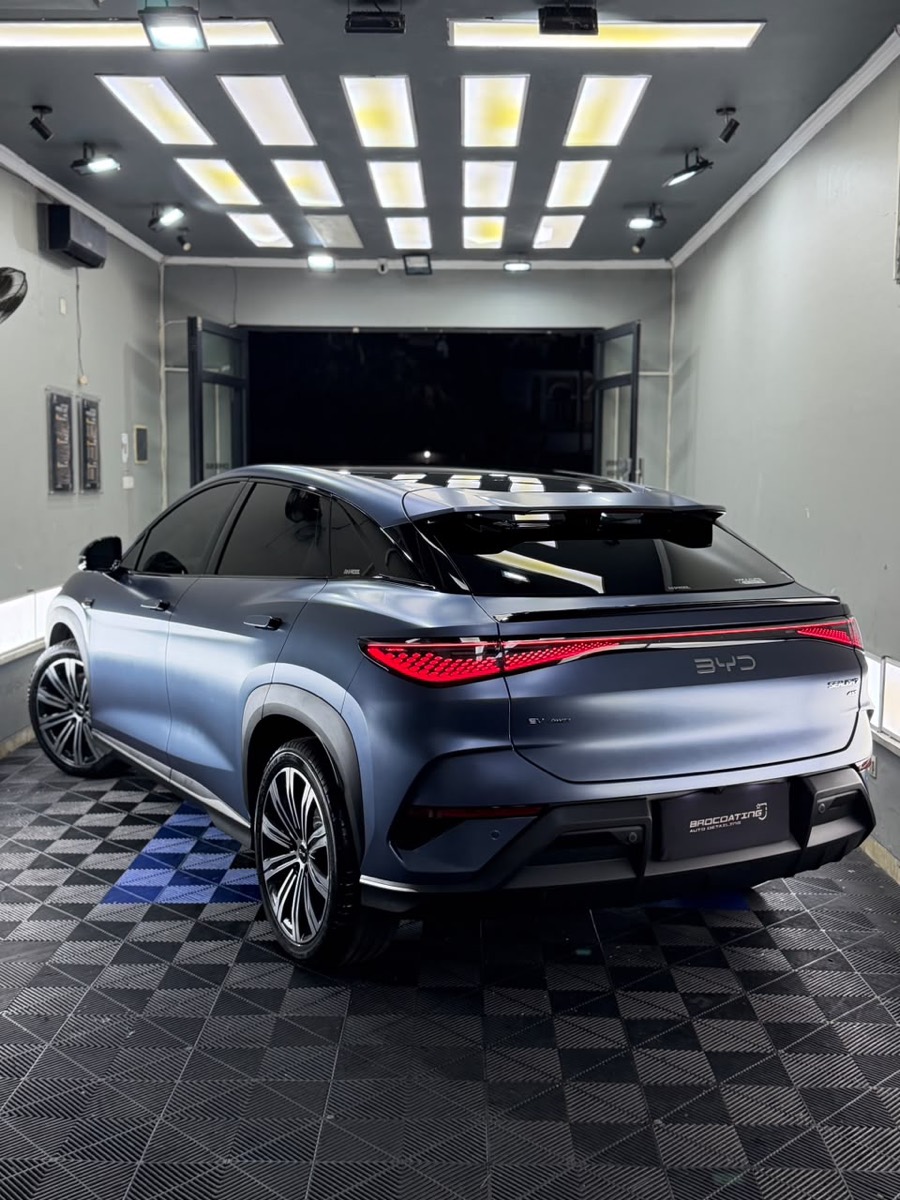 Matte blue BYD SUV after full PPF at BROCOATING