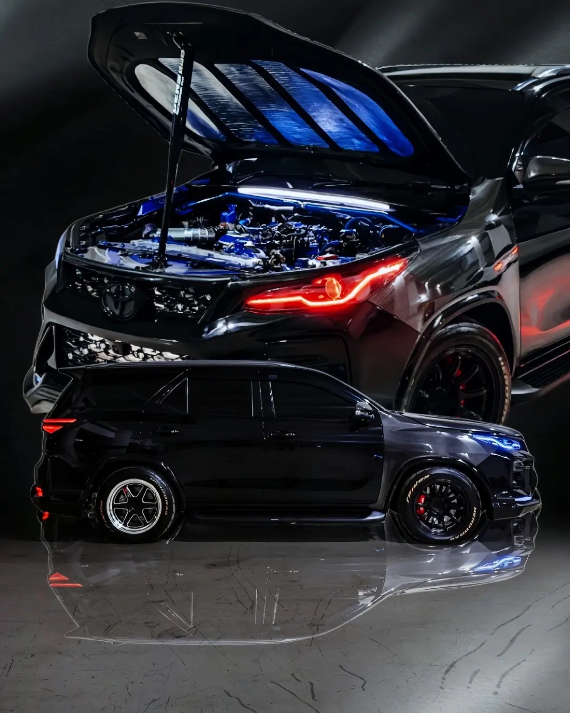 Toyota Fortuner GR hasil build Dens Autoworks dengan kap mesin terbuka