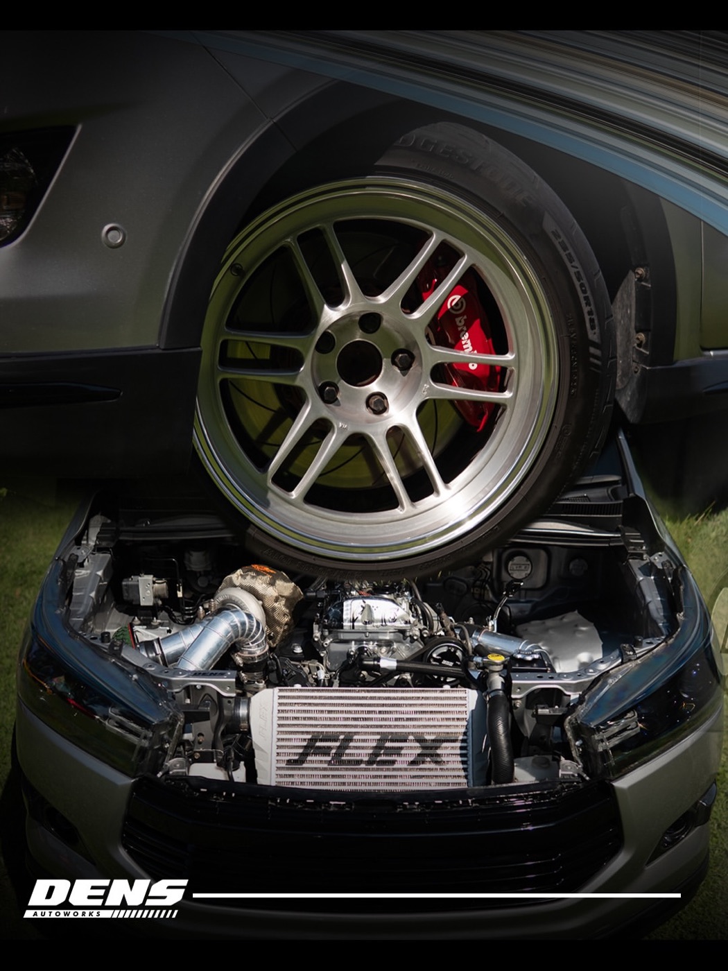 Ruang mesin diesel dengan turbo dan intercooler FLEX hasil pengerjaan Dens Autoworks