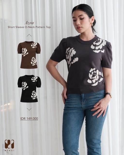Azra Short Sleeve O-Neck Pattern Top